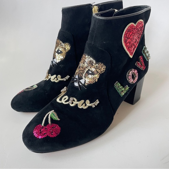kate spade Shoes - Kate Spade Cat Ladies Suede Liverpool Ankle Boots Sequin Embellished Meow 6